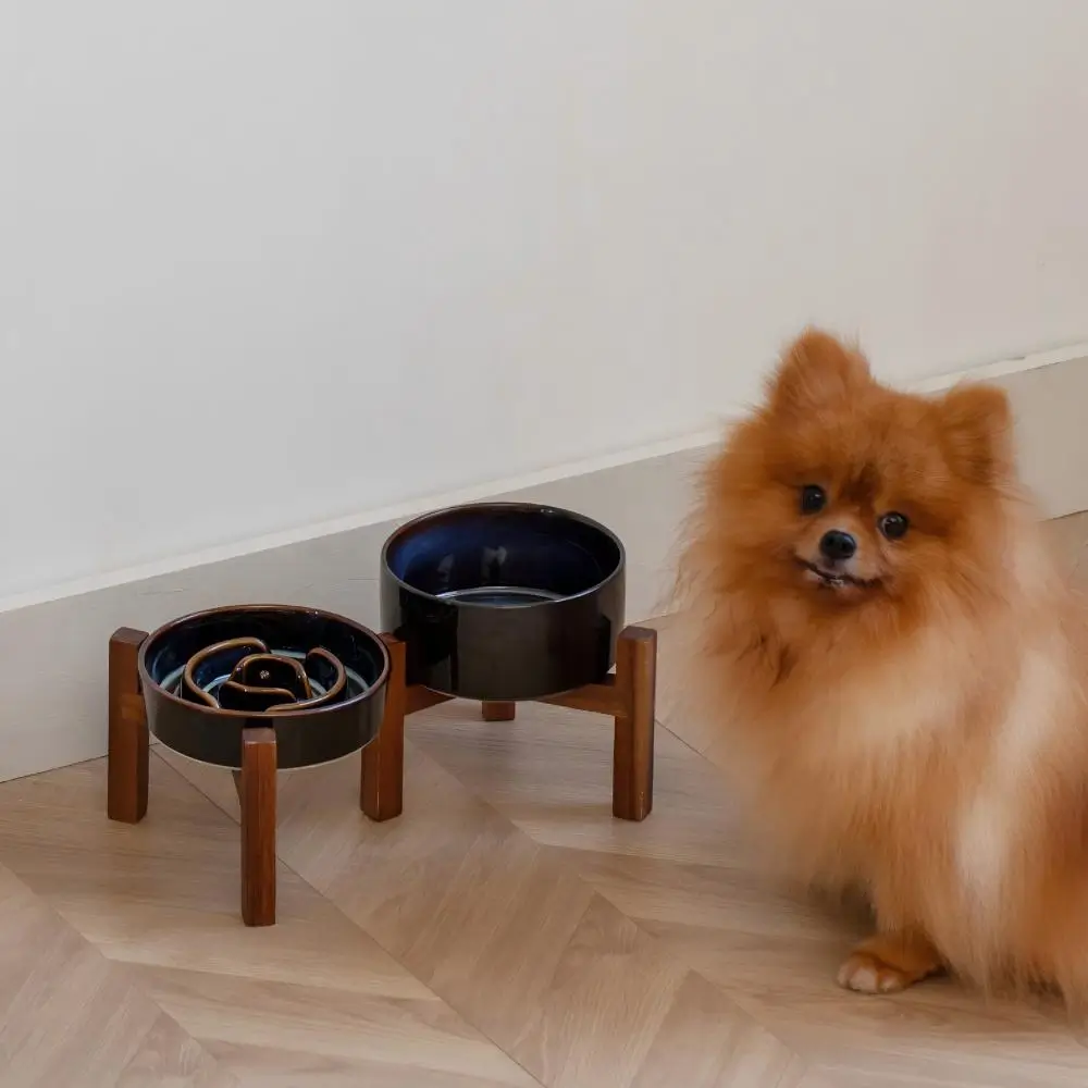 Acacia Wood Dog Bowl Stand