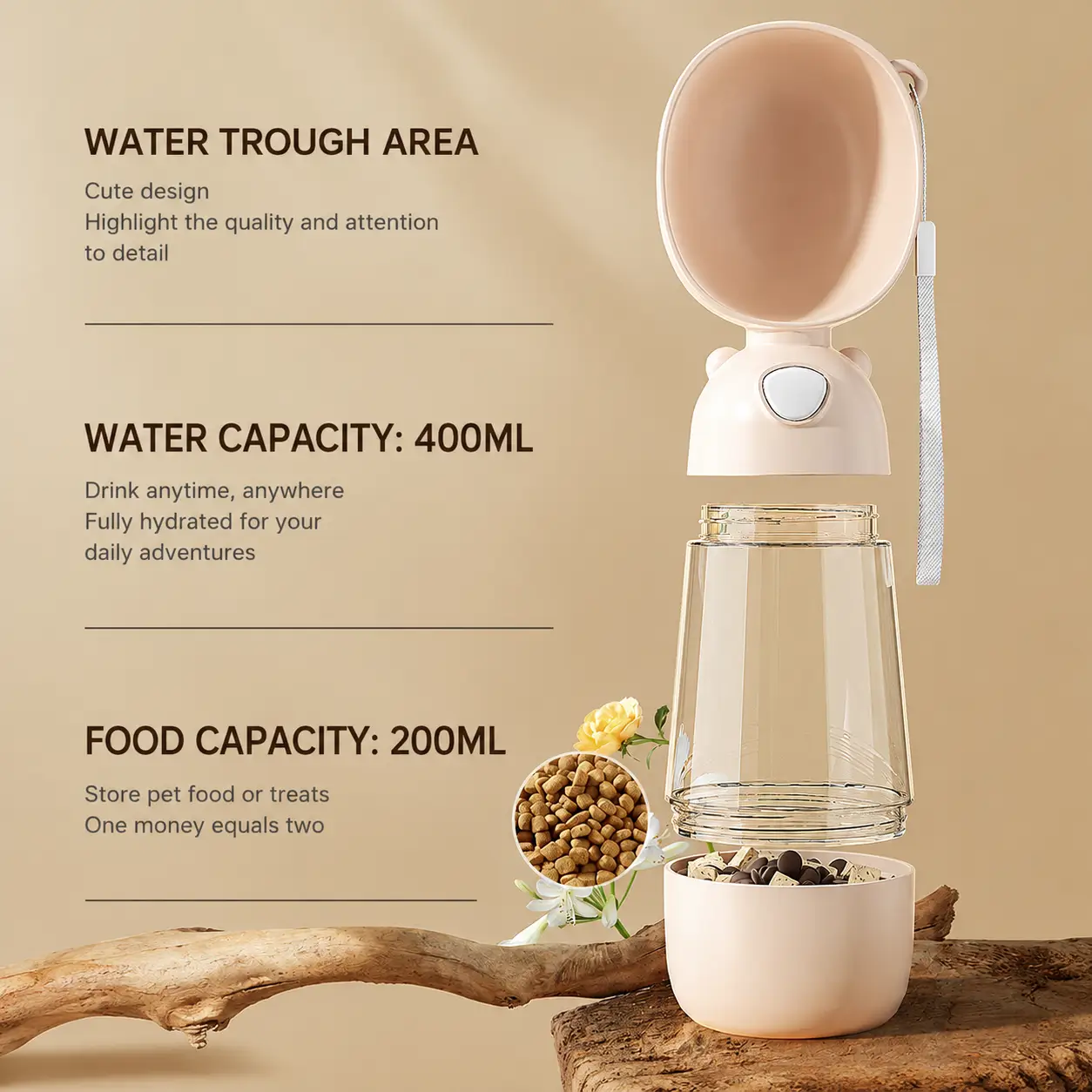 400ml Water and 200g Food Dispenser