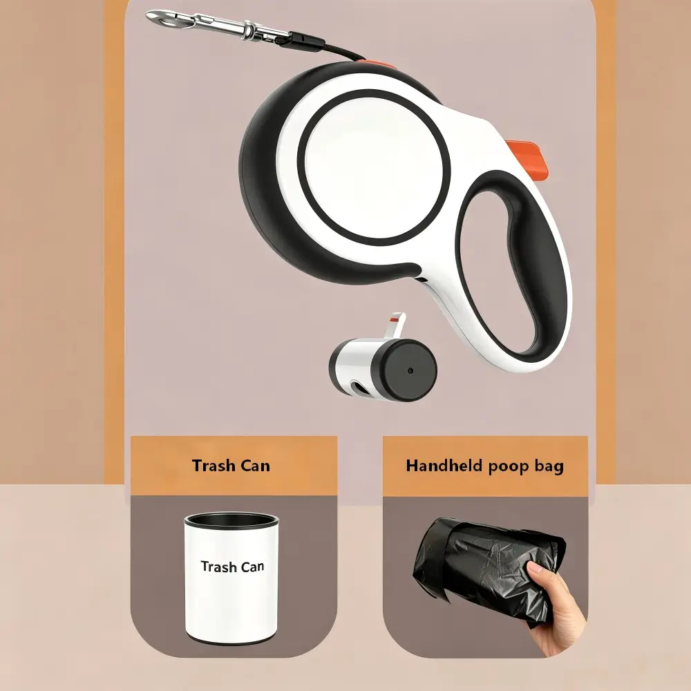 Dog Leash with Dispenser and Poop Bags