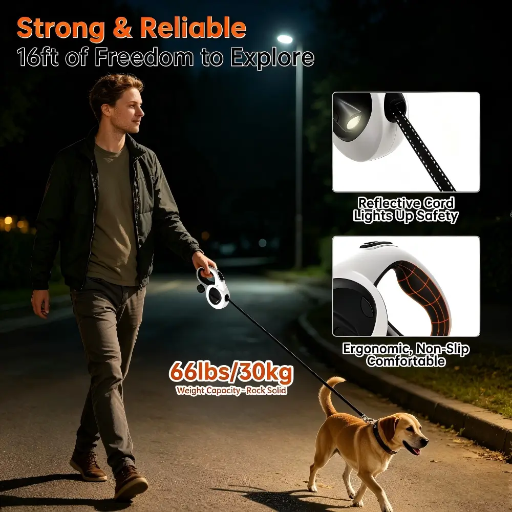 Heavy Duty Dog Lead with Light