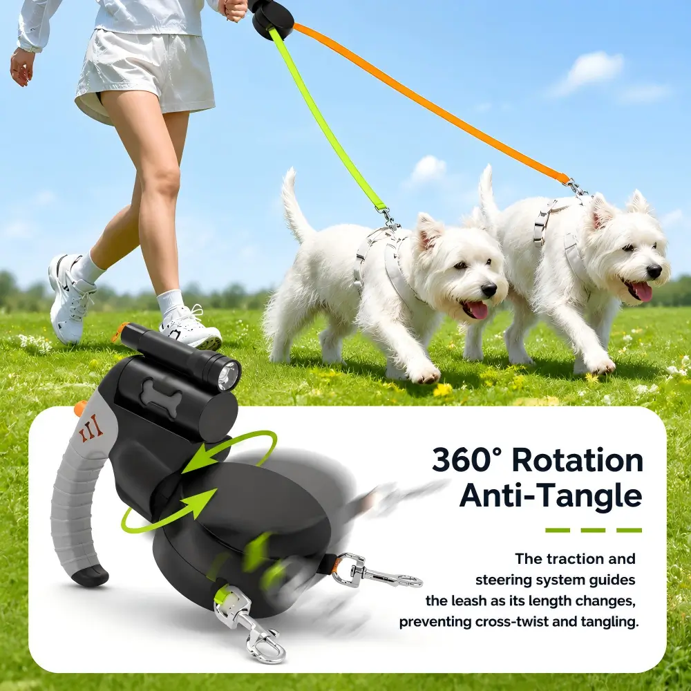 Retractable Leash for 2 Dogs
