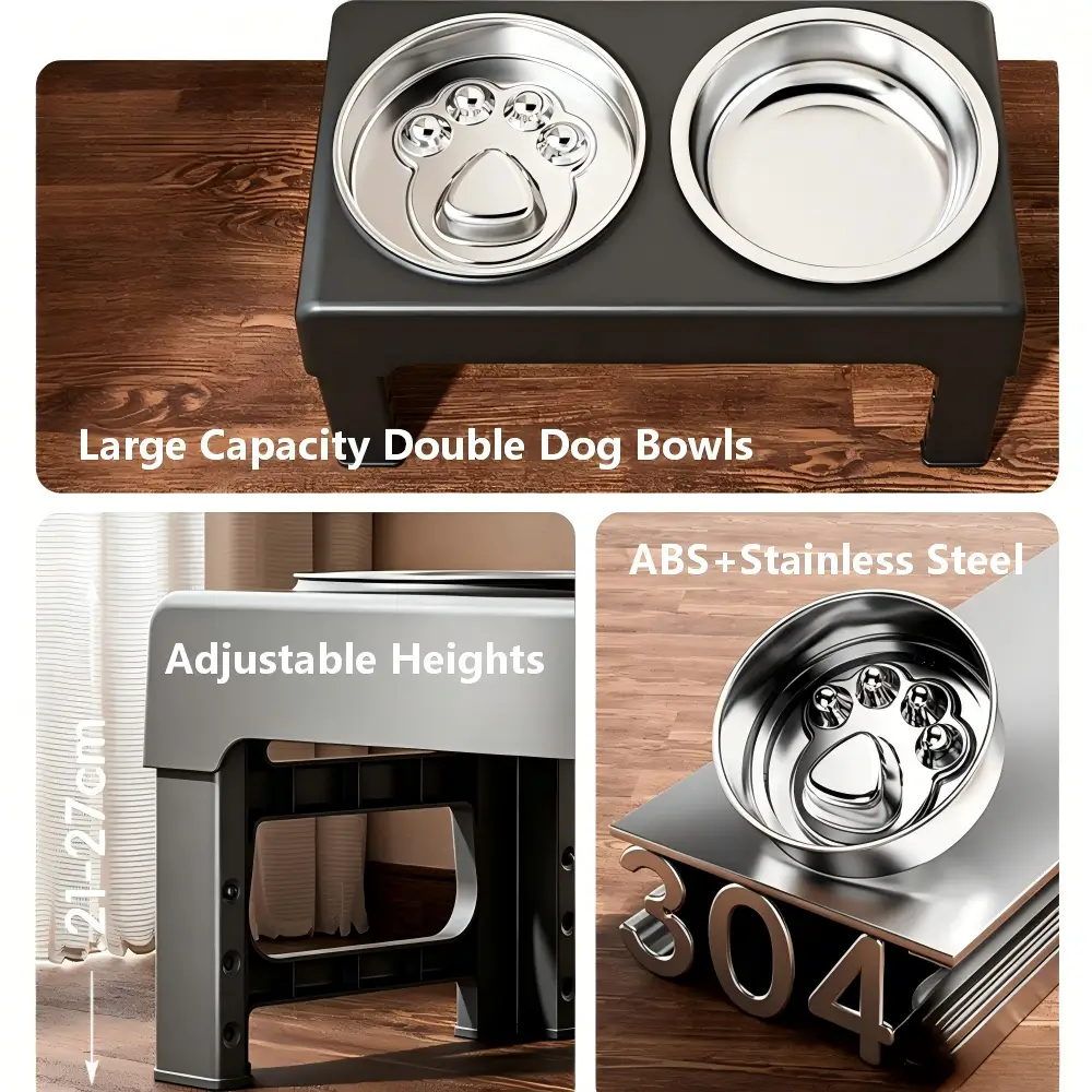 Adjustable Elevated Dog Bowls with 304